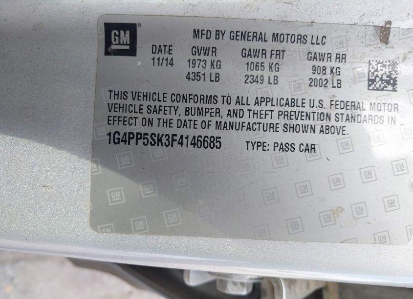 Photo 9 of 2015 Buick Verano (VIN 1G4PP5SK3F4146685)