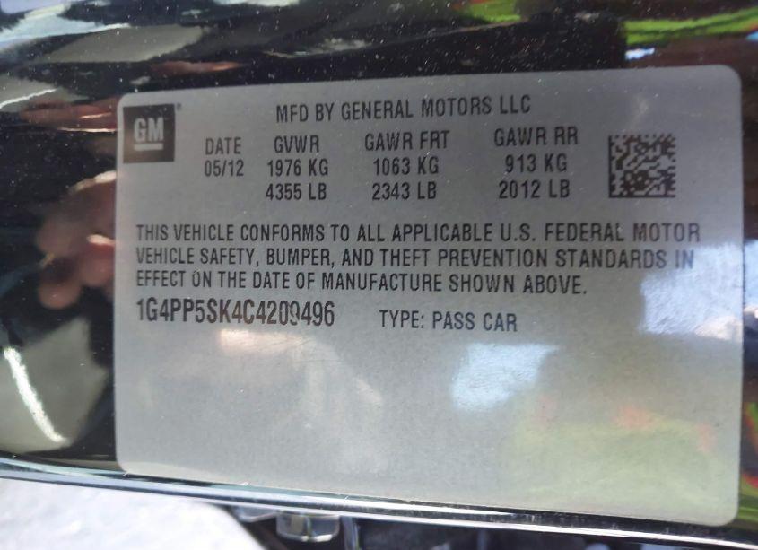 Photo 9 of 2012 Buick Verano (VIN 1G4PP5SK4C4209496)