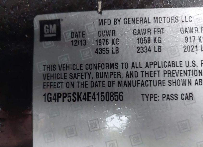 Photo 9 of 2014 Buick Verano (VIN 1G4PP5SK4E4150856)