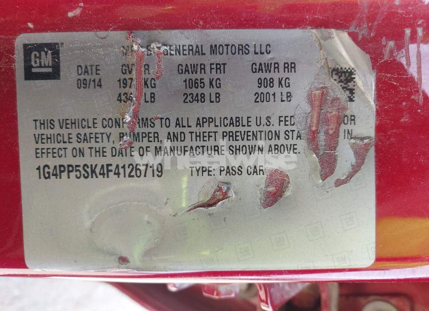 Photo 9 of 2015 Buick Verano (VIN 1G4PP5SK4F4126719)