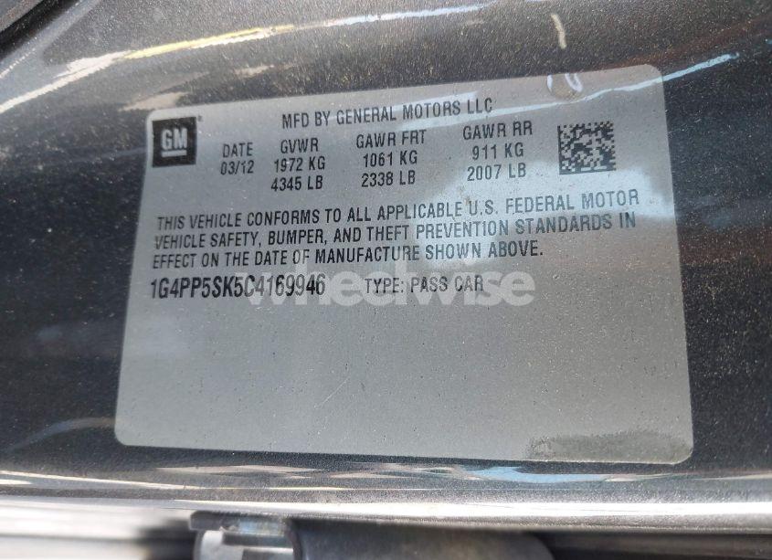 Photo 9 of 2012 Buick Verano (VIN 1G4PP5SK5C4169946)