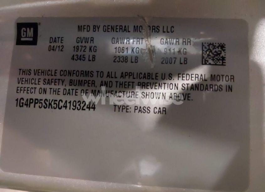 Photo 9 of 2012 Buick Verano (VIN 1G4PP5SK5C4193244)