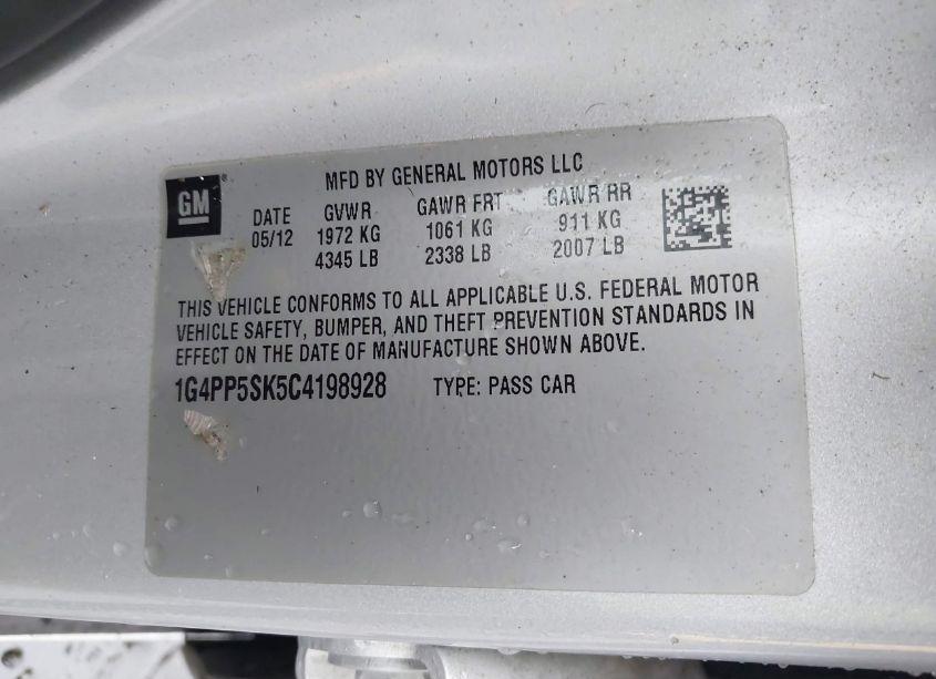 Photo 9 of 2012 Buick Verano (VIN 1G4PP5SK5C4198928)