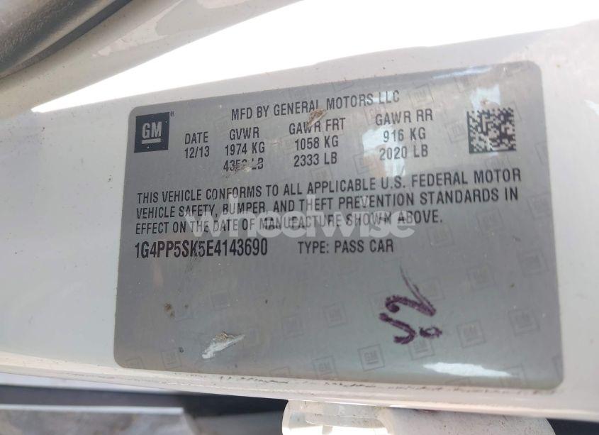 Photo 9 of 2014 Buick Verano (VIN 1G4PP5SK5E4143690)