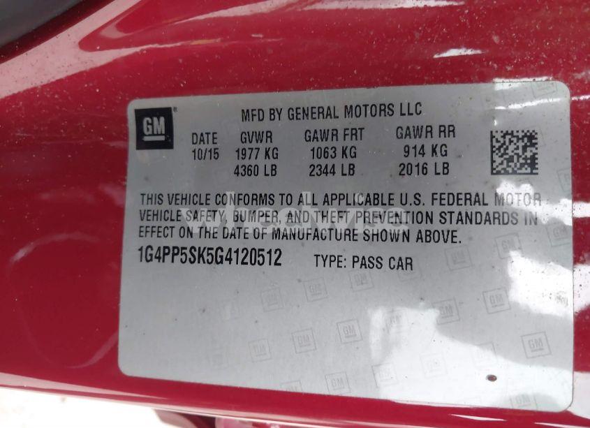 Photo 9 of 2016 Buick Verano (VIN 1G4PP5SK5G4120512)