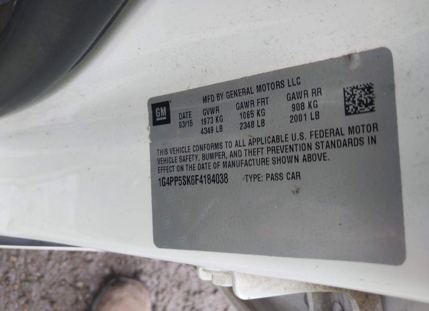 Photo 9 of 2015 Buick Verano (VIN 1G4PP5SK6F4184038)