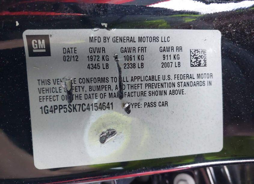 Photo 9 of 2012 Buick Verano (VIN 1G4PP5SK7C4154641)