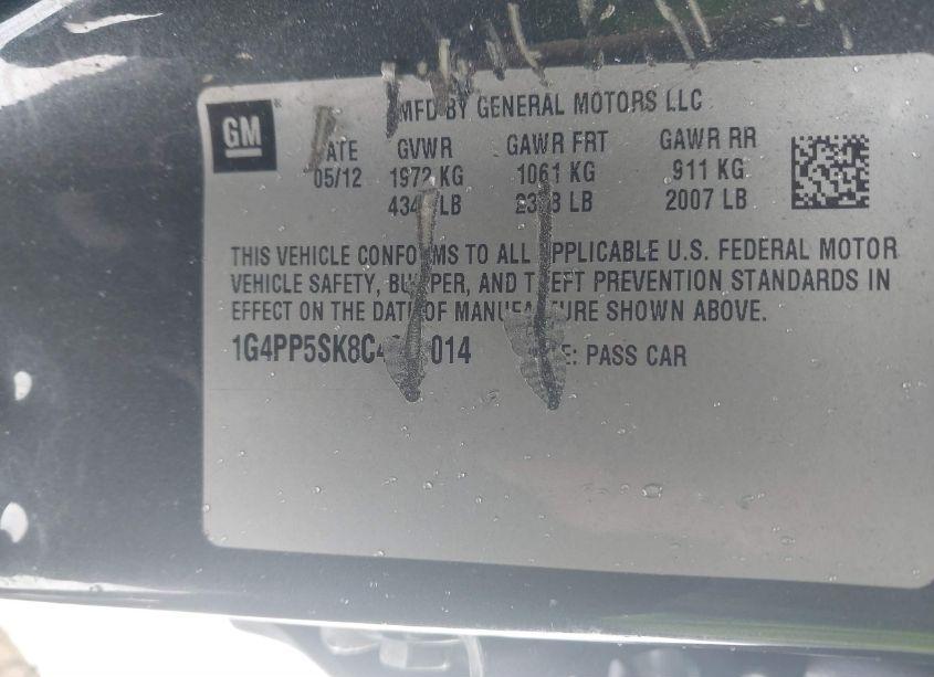 Photo 9 of 2012 Buick Verano (VIN 1G4PP5SK8C4201014)