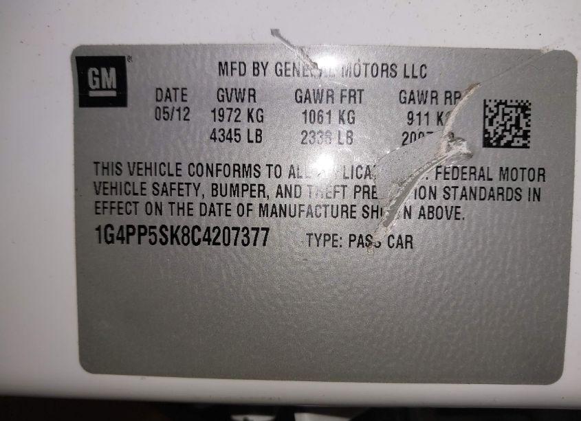 Photo 9 of 2012 Buick Verano (VIN 1G4PP5SK8C4207377)