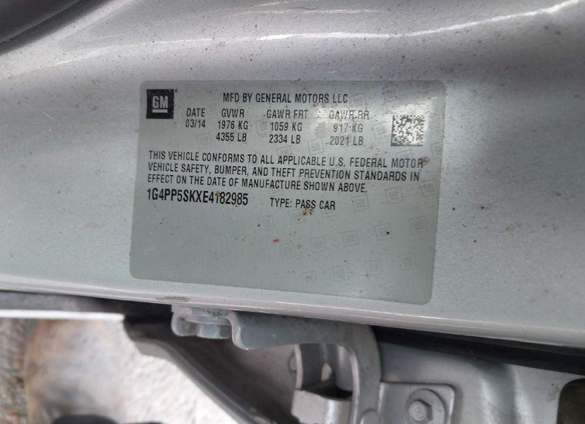 Photo 9 of 2014 Buick Verano (VIN 1G4PP5SKXE4182985)