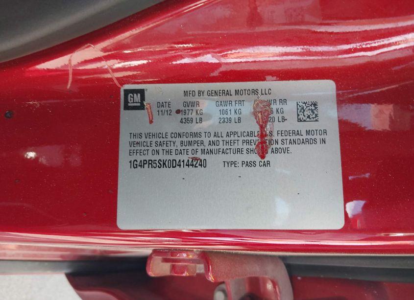 Photo 9 of 2013 Buick Verano CONVENIENCE GROUP (VIN 1G4PR5SK0D4144240)