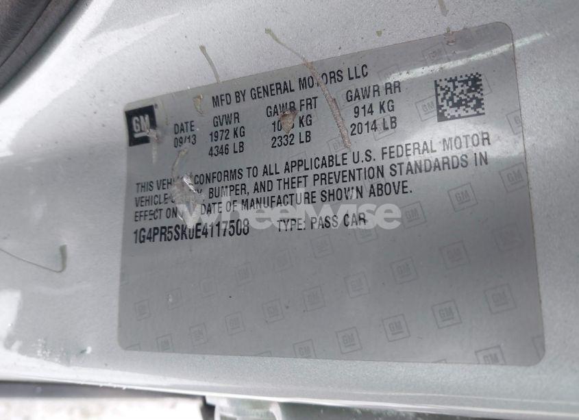 Photo 9 of 2014 Buick Verano CONVENIENCE GROUP (VIN 1G4PR5SK0E4117508)