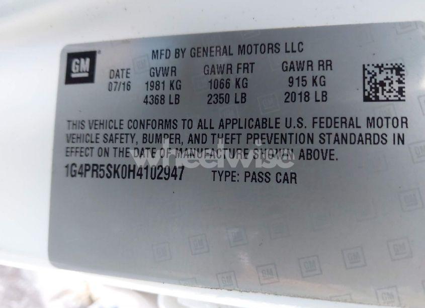 Photo 9 of 2017 Buick Verano SPORT TOURING (VIN 1G4PR5SK0H4102947)