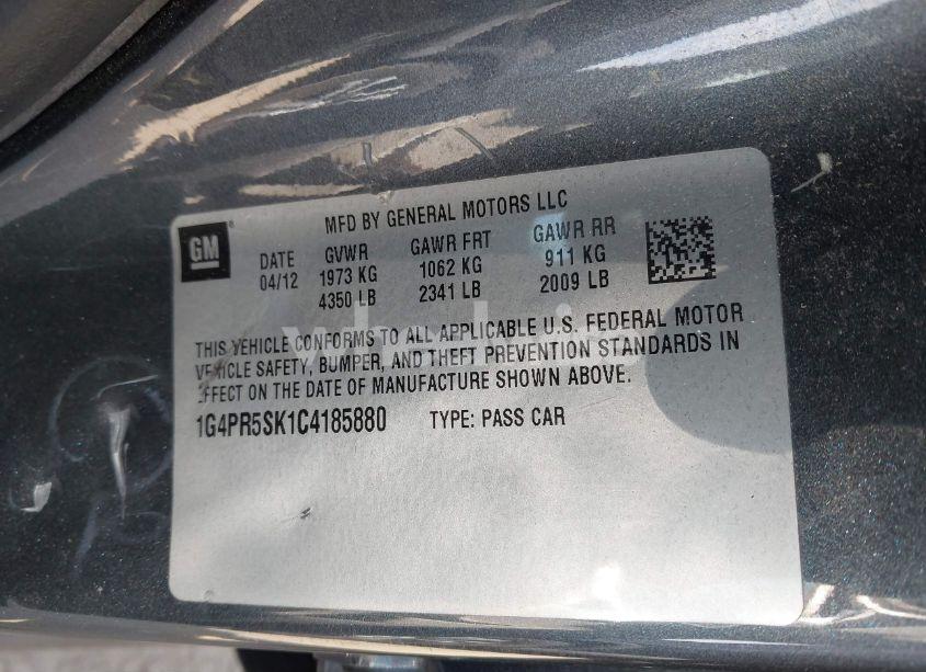 Photo 9 of 2012 Buick Verano CONVENIENCE GROUP (VIN 1G4PR5SK1C4185880)