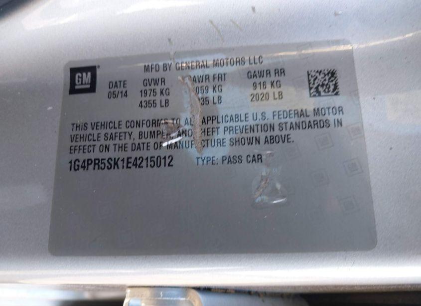 Photo 8 of 2014 Buick Verano CONVENIENCE GROUP (VIN 1G4PR5SK1E4215012)