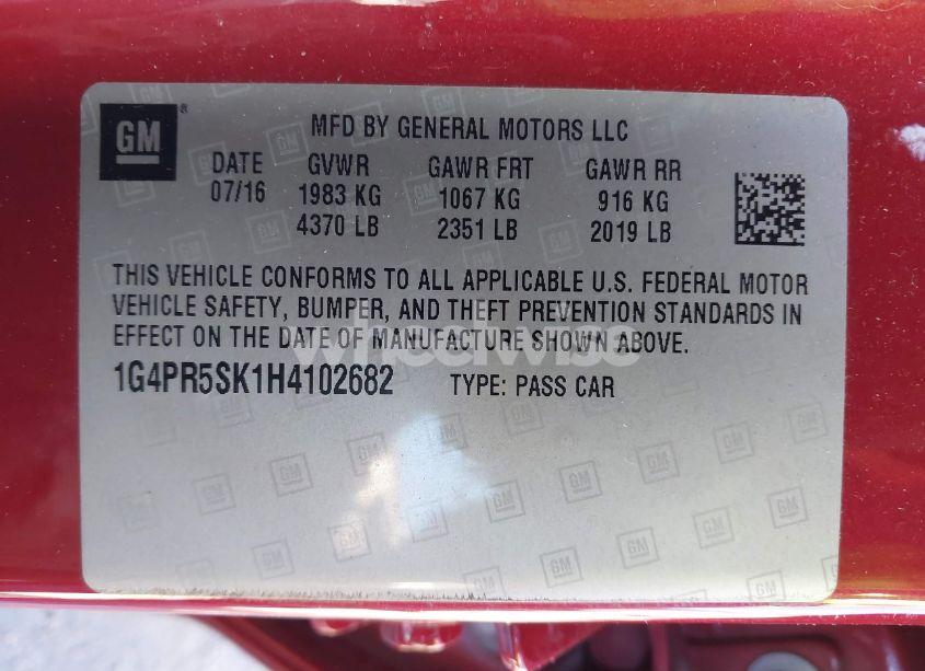 Photo 9 of 2017 Buick Verano SPORT TOURING (VIN 1G4PR5SK1H4102682)