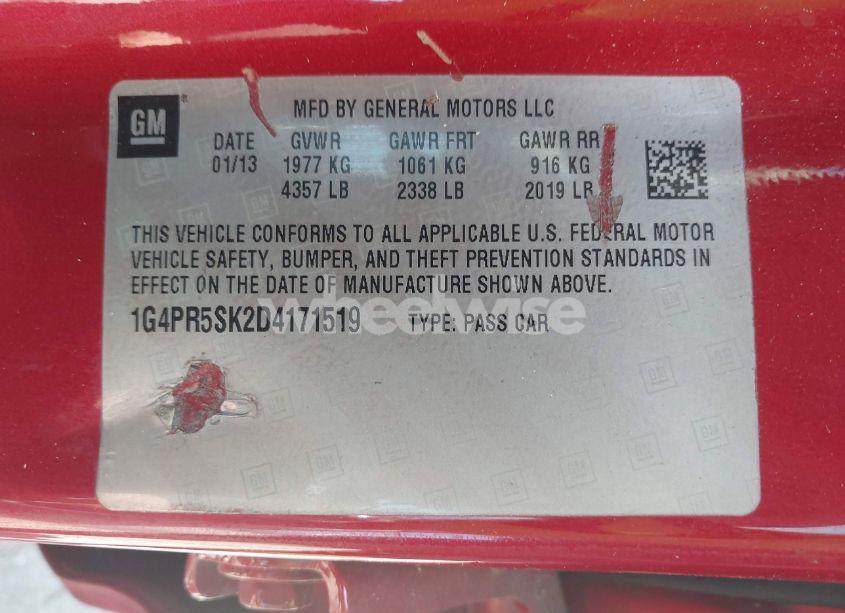 Photo 9 of 2013 Buick Verano CONVENIENCE GROUP (VIN 1G4PR5SK2D4171519)