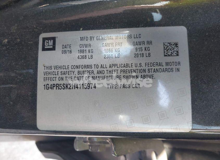 Photo 9 of 2017 Buick Verano SPORT TOURING (VIN 1G4PR5SK2H4115974)