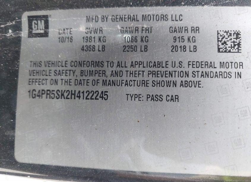 Photo 9 of 2017 Buick Verano SPORT TOURING (VIN 1G4PR5SK2H4122245)