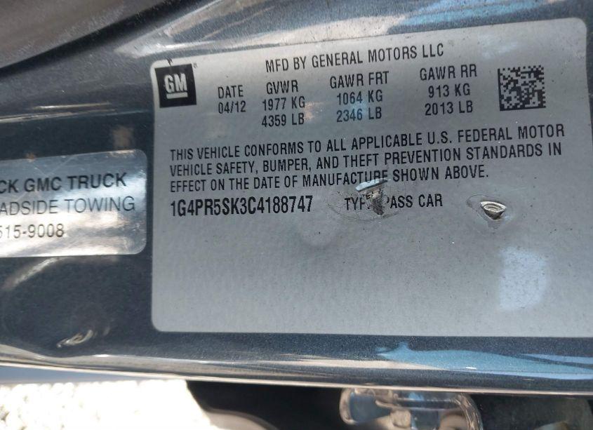 Photo 9 of 2012 Buick Verano CONVENIENCE GROUP (VIN 1G4PR5SK3C4188747)