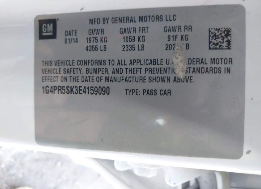 Photo 9 of 2014 Buick Verano CONVENIENCE GROUP (VIN 1G4PR5SK3E4159090)