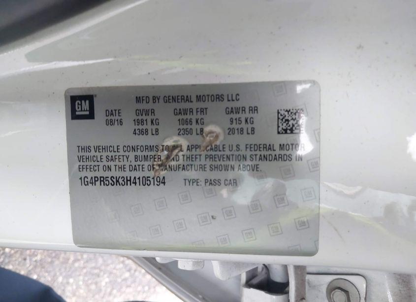 Photo 9 of 2017 Buick Verano SPORT TOURING (VIN 1G4PR5SK3H4105194)