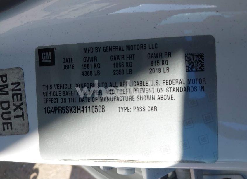 Photo 9 of 2017 Buick Verano SPORT TOURING (VIN 1G4PR5SK3H4110508)