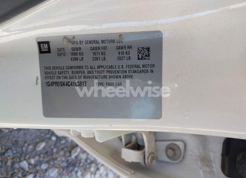 Photo 9 of 2012 Buick Verano CONVENIENCE GROUP (VIN 1G4PR5SK4C4165817)