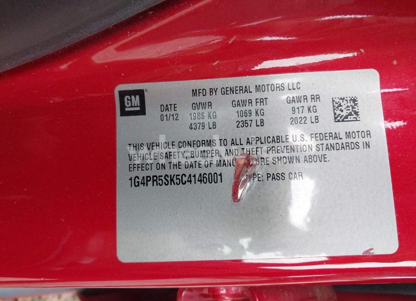 Photo 9 of 2012 Buick Verano CONVENIENCE GROUP (VIN 1G4PR5SK5C4146001)