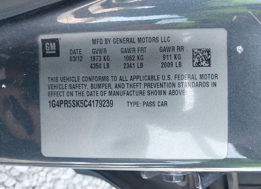 Photo 9 of 2012 Buick Verano CONVENIENCE GROUP (VIN 1G4PR5SK5C4179239)
