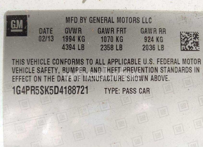 Photo 9 of 2013 Buick Verano CONVENIENCE GROUP (VIN 1G4PR5SK5D4188721)