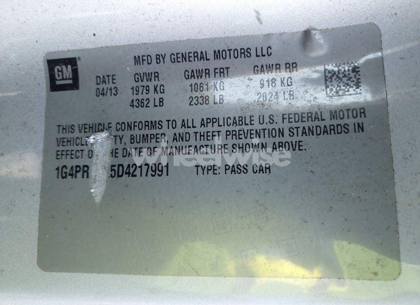 Photo 9 of 2013 Buick Verano CONVENIENCE GROUP (VIN 1G4PR5SK5D4217991)