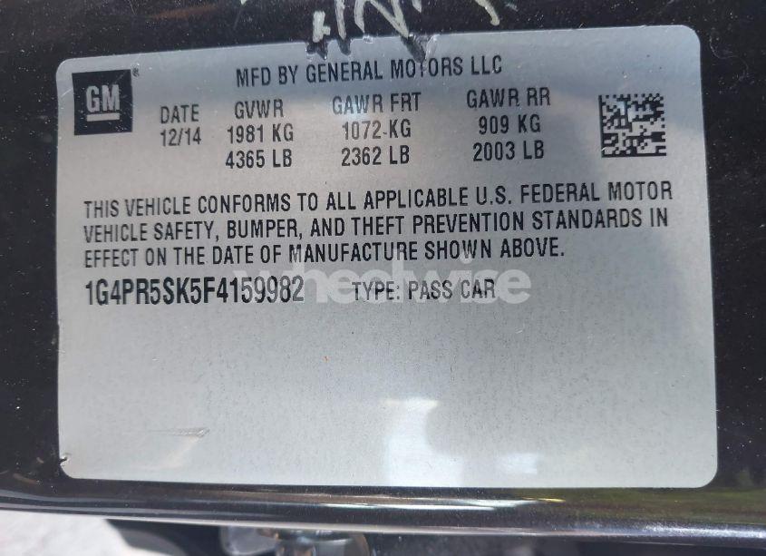 Photo 9 of 2015 Buick Verano CONVENIENCE GROUP (VIN 1G4PR5SK5F4159982)
