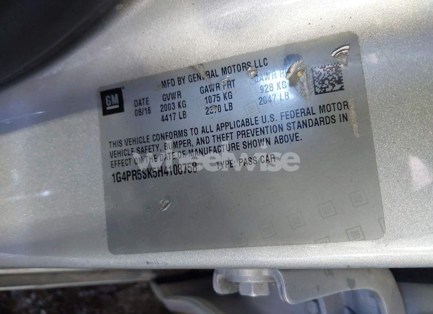 Photo 9 of 2017 Buick Verano SPORT TOURING (VIN 1G4PR5SK5H4108758)