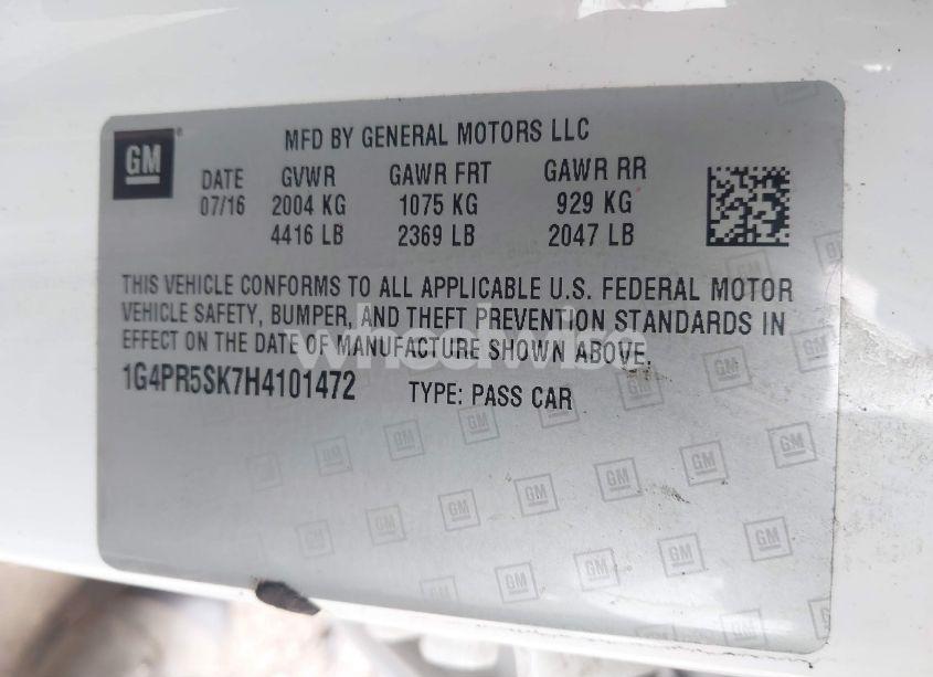 Photo 9 of 2017 Buick Verano SPORT TOURING (VIN 1G4PR5SK7H4101472)