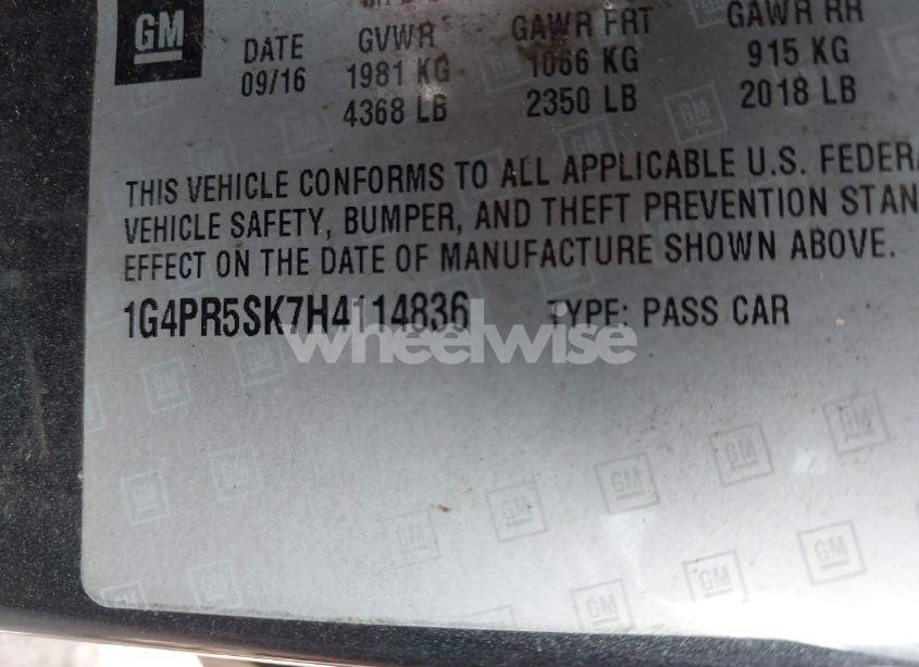 Photo 9 of 2017 Buick Verano SPORT TOURING (VIN 1G4PR5SK7H4114836)