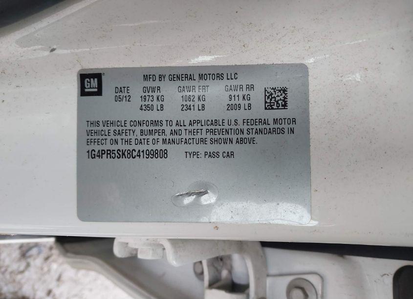 Photo 9 of 2012 Buick Verano CONVENIENCE GROUP (VIN 1G4PR5SK8C4199808)