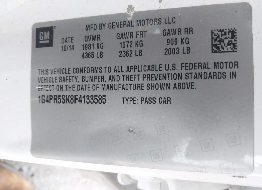 Photo 9 of 2015 Buick Verano CONVENIENCE GROUP (VIN 1G4PR5SK8F4133585)