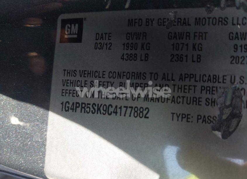 Photo 9 of 2012 Buick Verano CONVENIENCE GROUP (VIN 1G4PR5SK9C4177882)