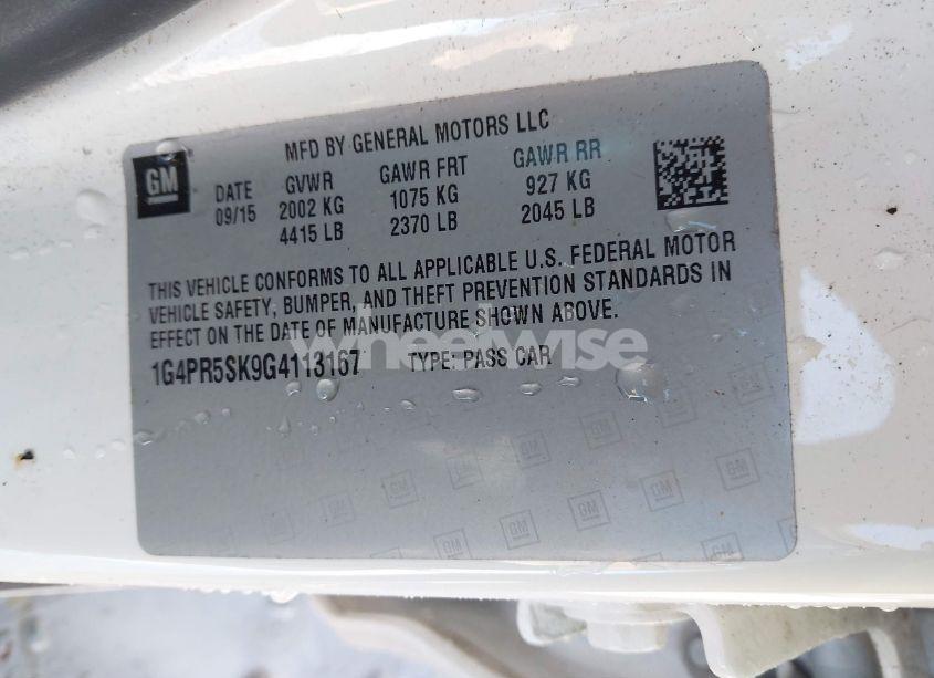 Photo 9 of 2016 Buick Verano CONVENIENCE GROUP (VIN 1G4PR5SK9G4113167)