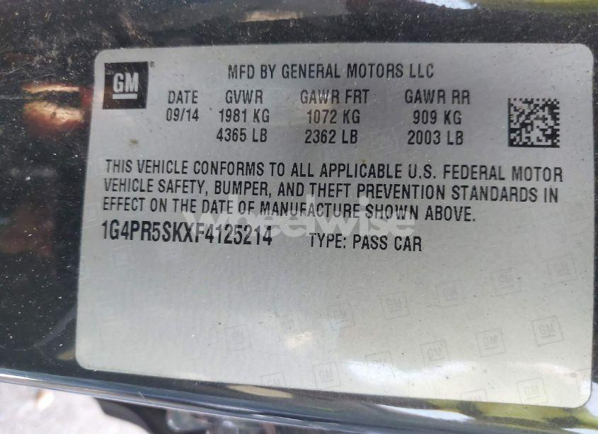 Photo 9 of 2015 Buick Verano CONVENIENCE GROUP (VIN 1G4PR5SKXF4125214)