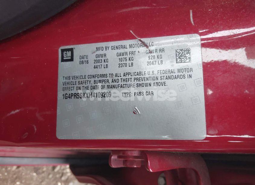 Photo 9 of 2017 Buick Verano SPORT TOURING (VIN 1G4PR5SKXH4109209)