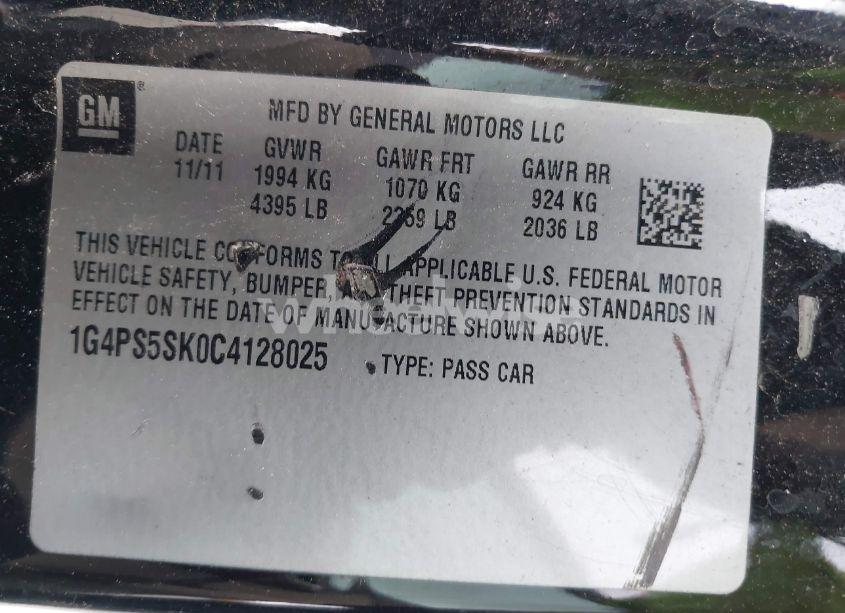 Photo 9 of 2012 Buick Verano LEATHER GROUP (VIN 1G4PS5SK0C4128025)