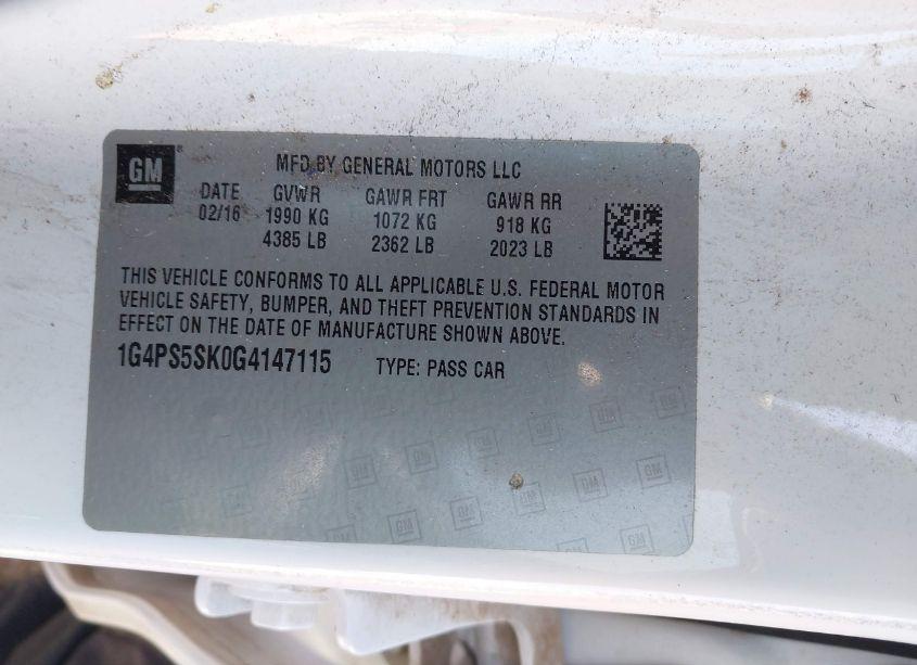 Photo 9 of 2016 Buick Verano LEATHER GROUP (VIN 1G4PS5SK0G4147115)