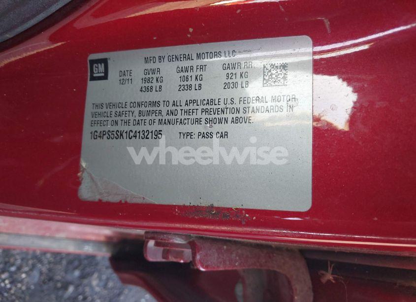 Photo 9 of 2012 Buick Verano LEATHER GROUP (VIN 1G4PS5SK1C4132195)