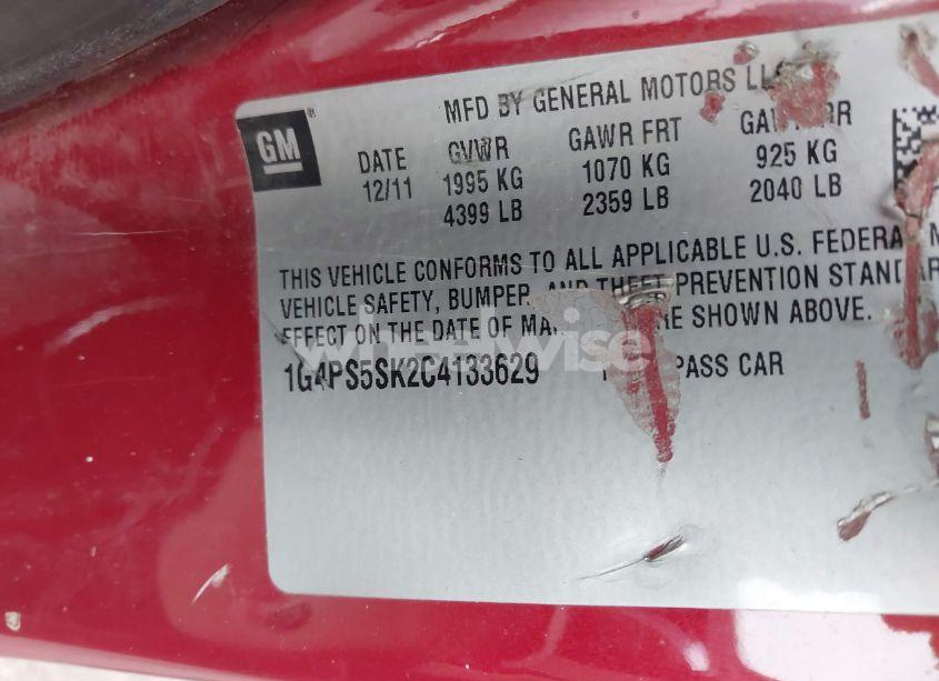 Photo 9 of 2012 Buick Verano LEATHER GROUP (VIN 1G4PS5SK2C4133629)