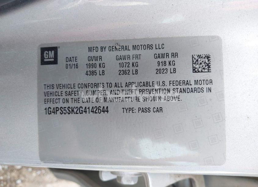 Photo 9 of 2016 Buick Verano LEATHER GROUP (VIN 1G4PS5SK2G4142644)