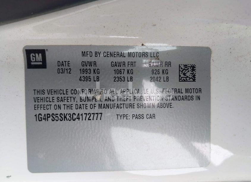 Photo 9 of 2012 Buick Verano LEATHER GROUP (VIN 1G4PS5SK3C4172777)