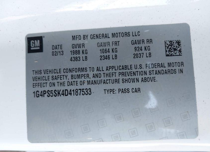 Photo 9 of 2013 Buick Verano LEATHER GROUP (VIN 1G4PS5SK4D4187533)