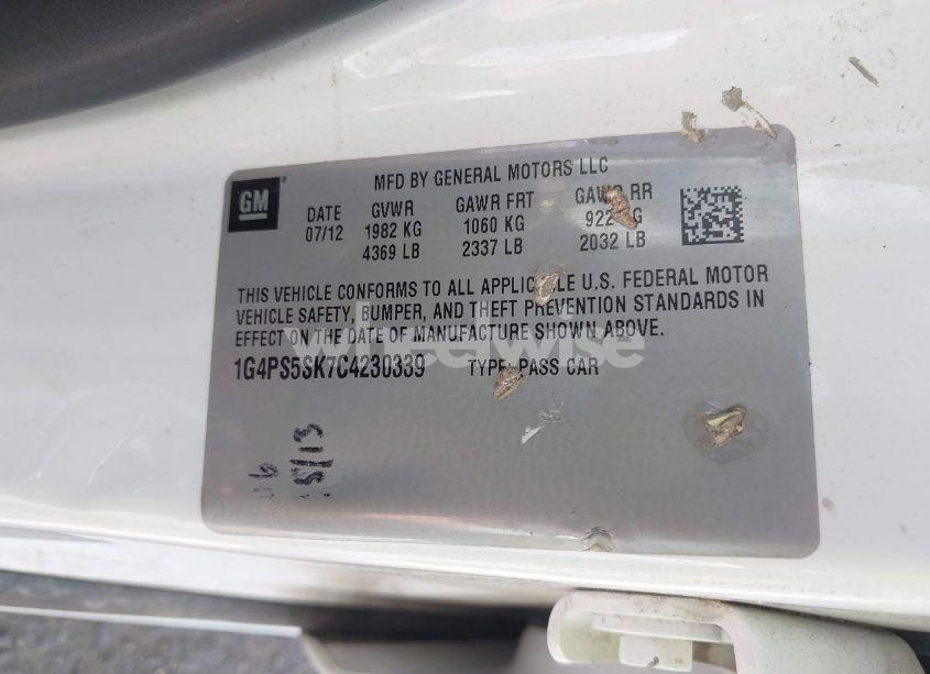 Photo 9 of 2012 Buick Verano LEATHER GROUP (VIN 1G4PS5SK7C4230339)